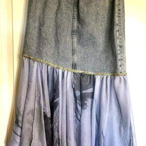 Designer Asymmetrical Skirt Denim & Viscose | Handmade - NWT